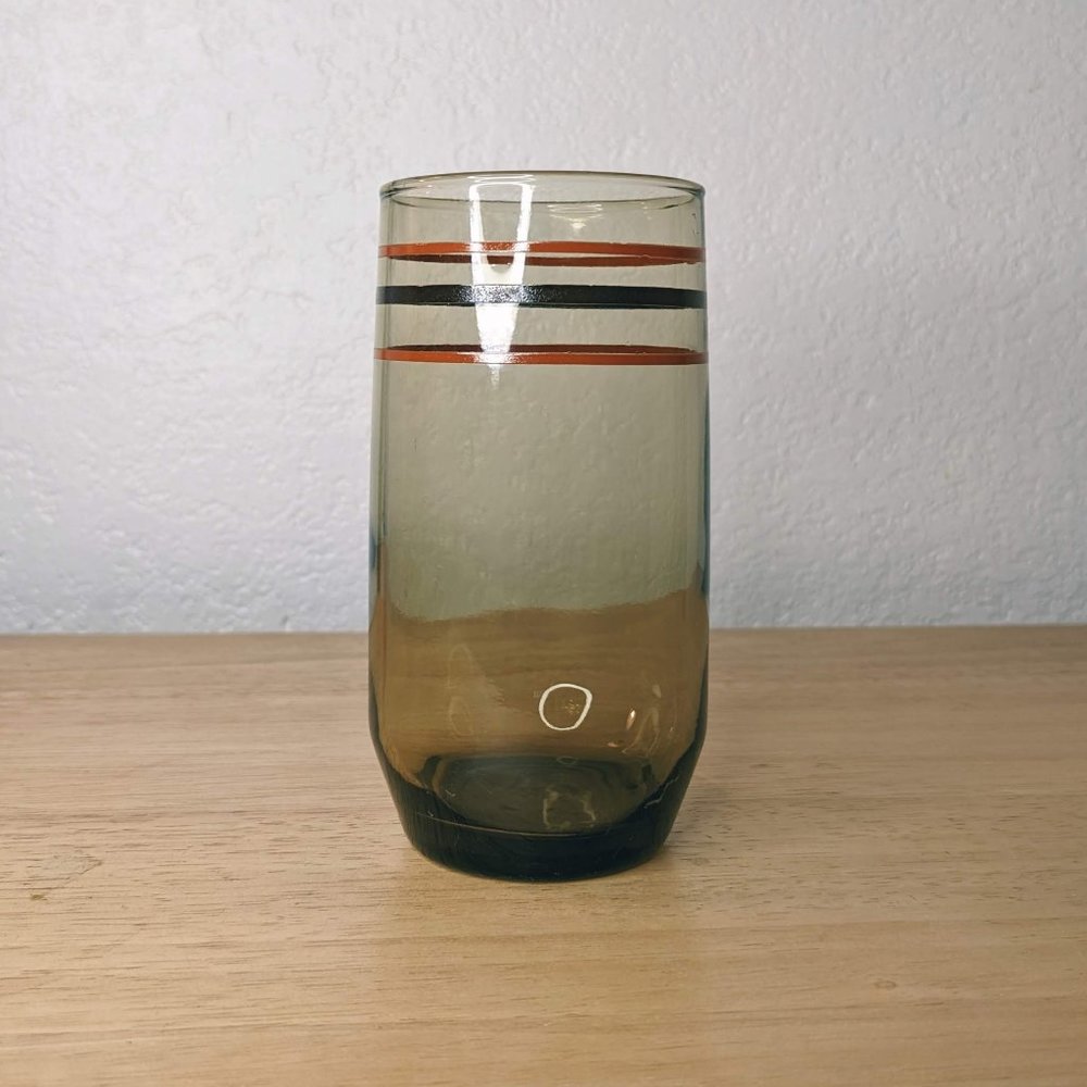 Vintage 70s Smoked Striped Glass